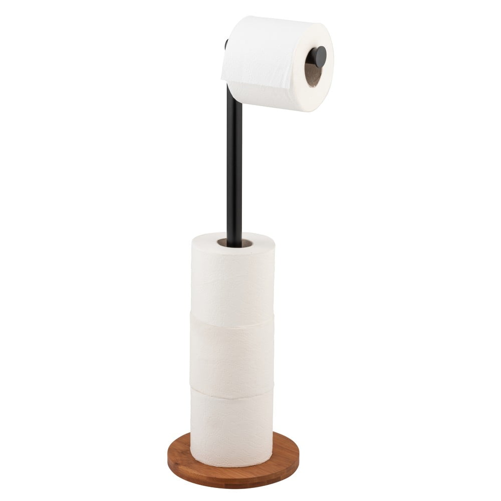 Čierny/hnedý oceľový stojan na toaletný papier Serro – Wenko