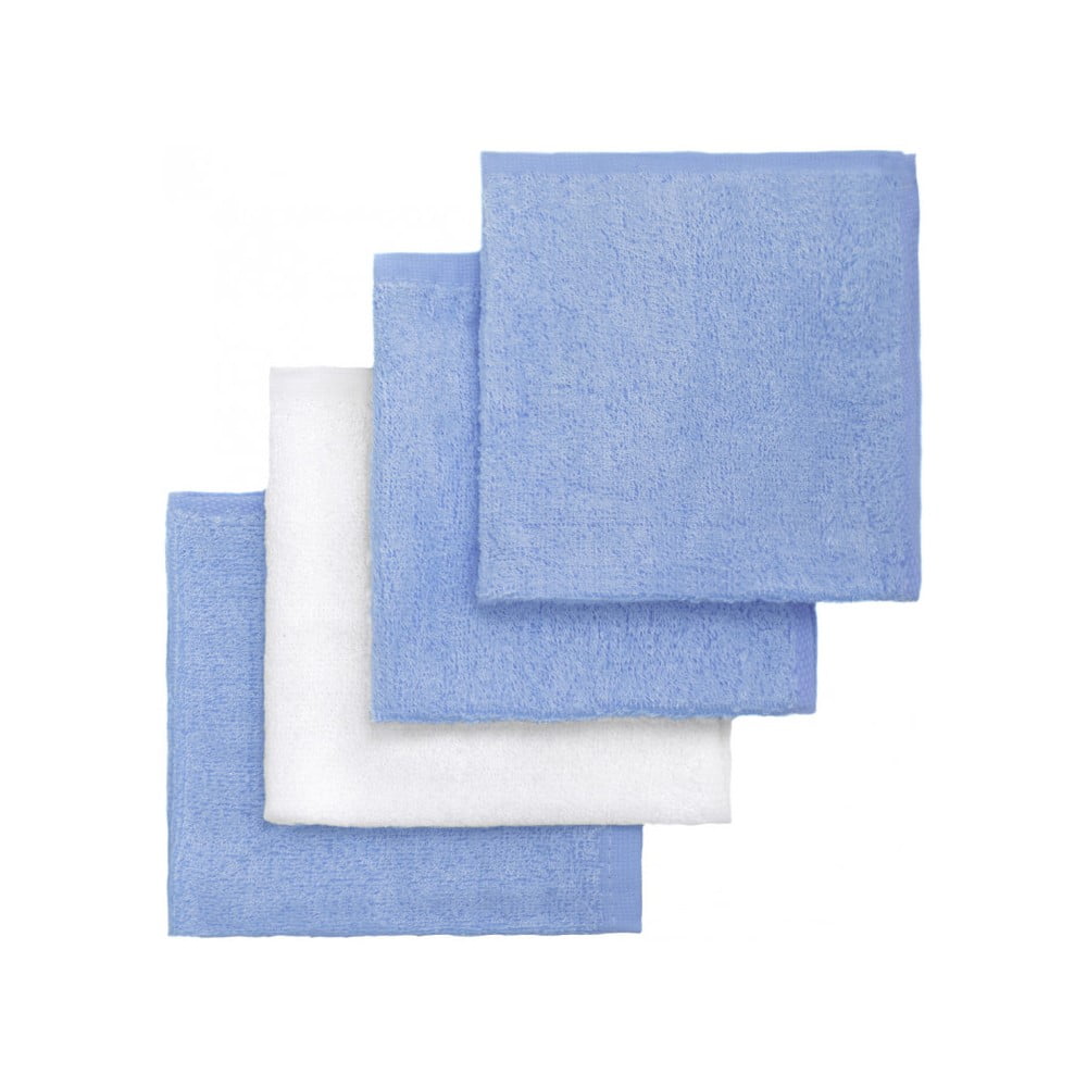 E-shop Súprava 4 bambusových detských uteráčikov v modrej a bielej farbe T-TOMI