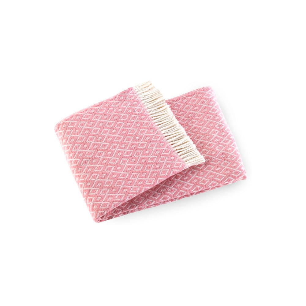 E-shop Ružový pléd s podielom bavlny Euromant Agave, 140 × 180 cm