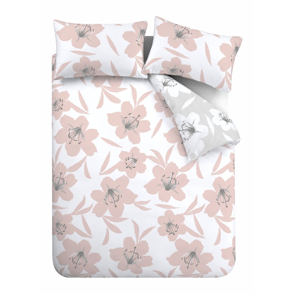 E-shop Ružovo-biele obliečky Catherine Lansfield Lily, 135 x 200 cm