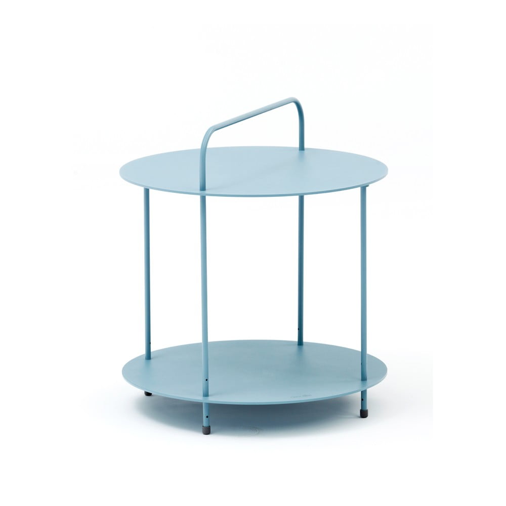 E-shop Záhradný kovový odkladací stolík v modrej farbe Ezeis Plip, ø 45 cm