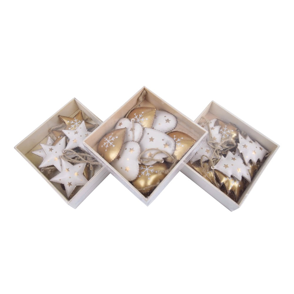 E-shop Súprava 24 závesných vianočných ozdôb v bielo-zlatej farbe Ego Dekor