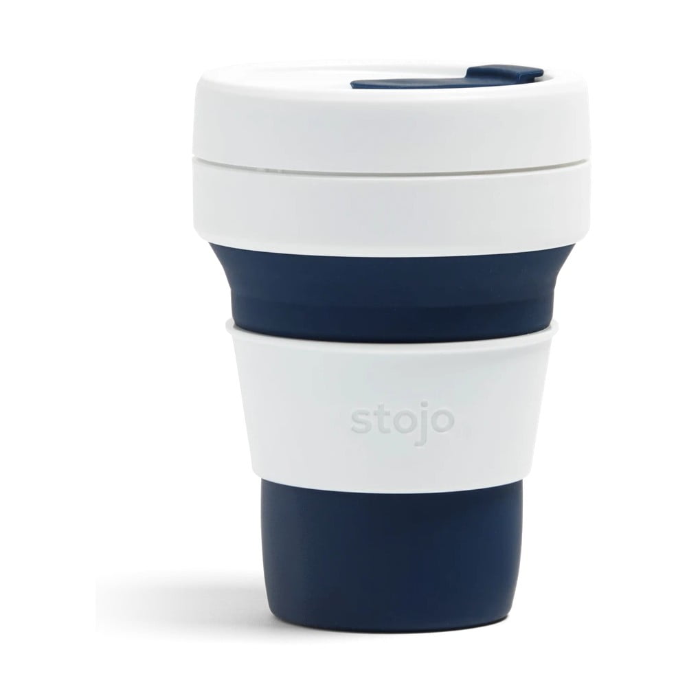 E-shop Bielo-tmavomodrý skladací cestovný hrnček Stojo Pocket Cup, 355 ml