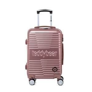Ružový cestovný kufor na kolieskách s kódovým zámkom Teddy Bear Varvara, 44 l