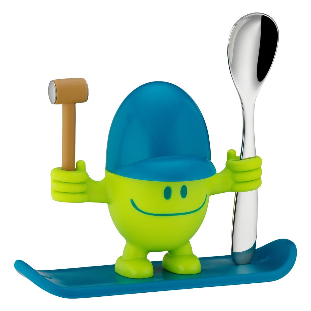 E-shop Modro-zelený stojan na vajíčko s lyžičkou WMF Cromargan® Mc Egg