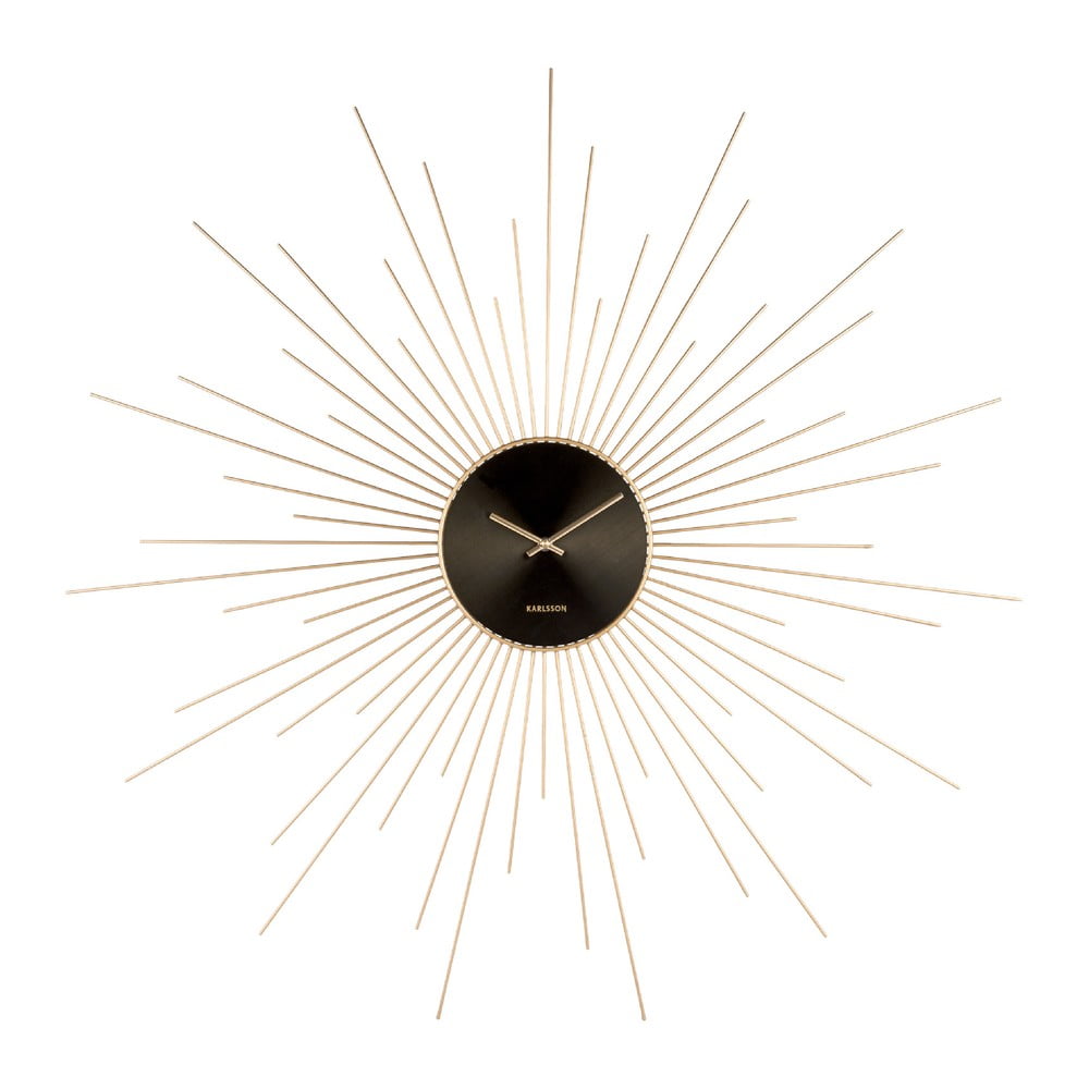 E-shop Nástenné hodiny v čierno-zlatej farbe Karlsson Peony, ø 95 cm