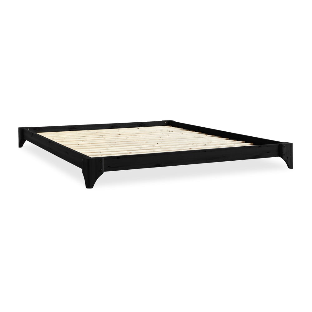 E-shop Čierna posteľ z borovicového dreva Karup Design Elan, 180 × 200 cm