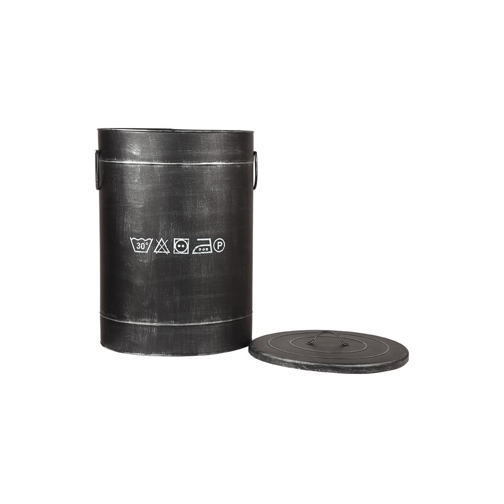 E-shop Čierny kovový kôš na špinavé prádlo LABEL51, ⌀ 40 cm