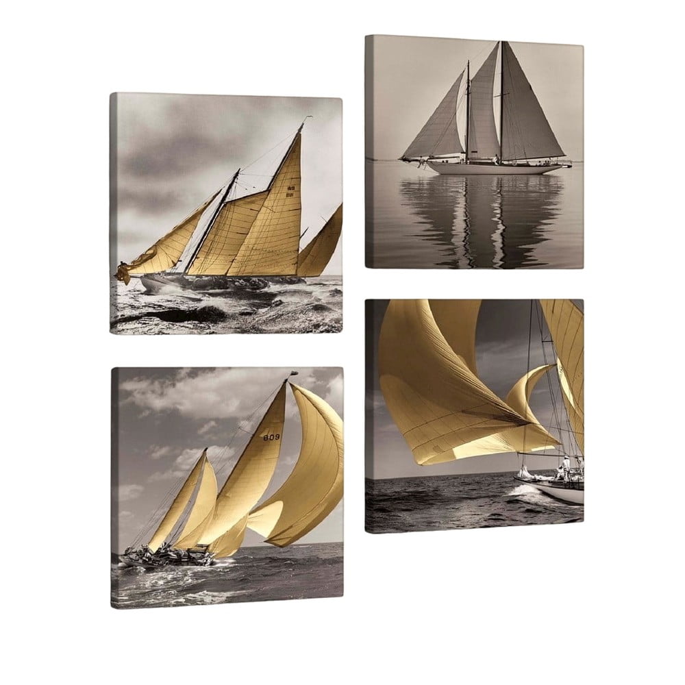E-shop Dekoratívny viacdielny obraz Boats, 33 × 33 cm