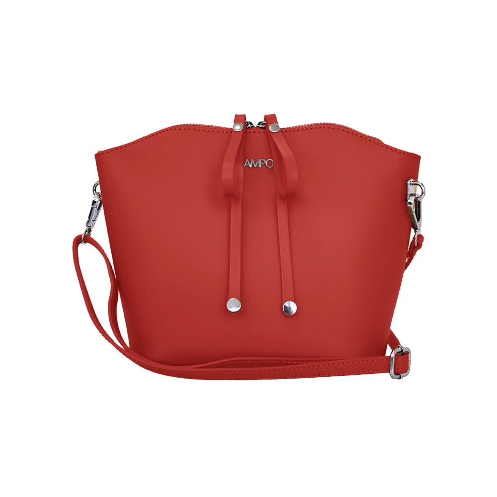 Červená kožená kabelka Lampoo Marulo