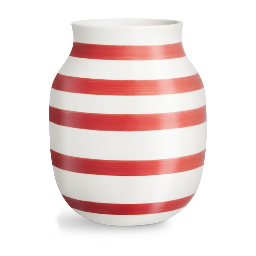 E-shop Bielo-červená pruhovaná keramická váza Kähler Design Omaggio, výška 20,5 cm