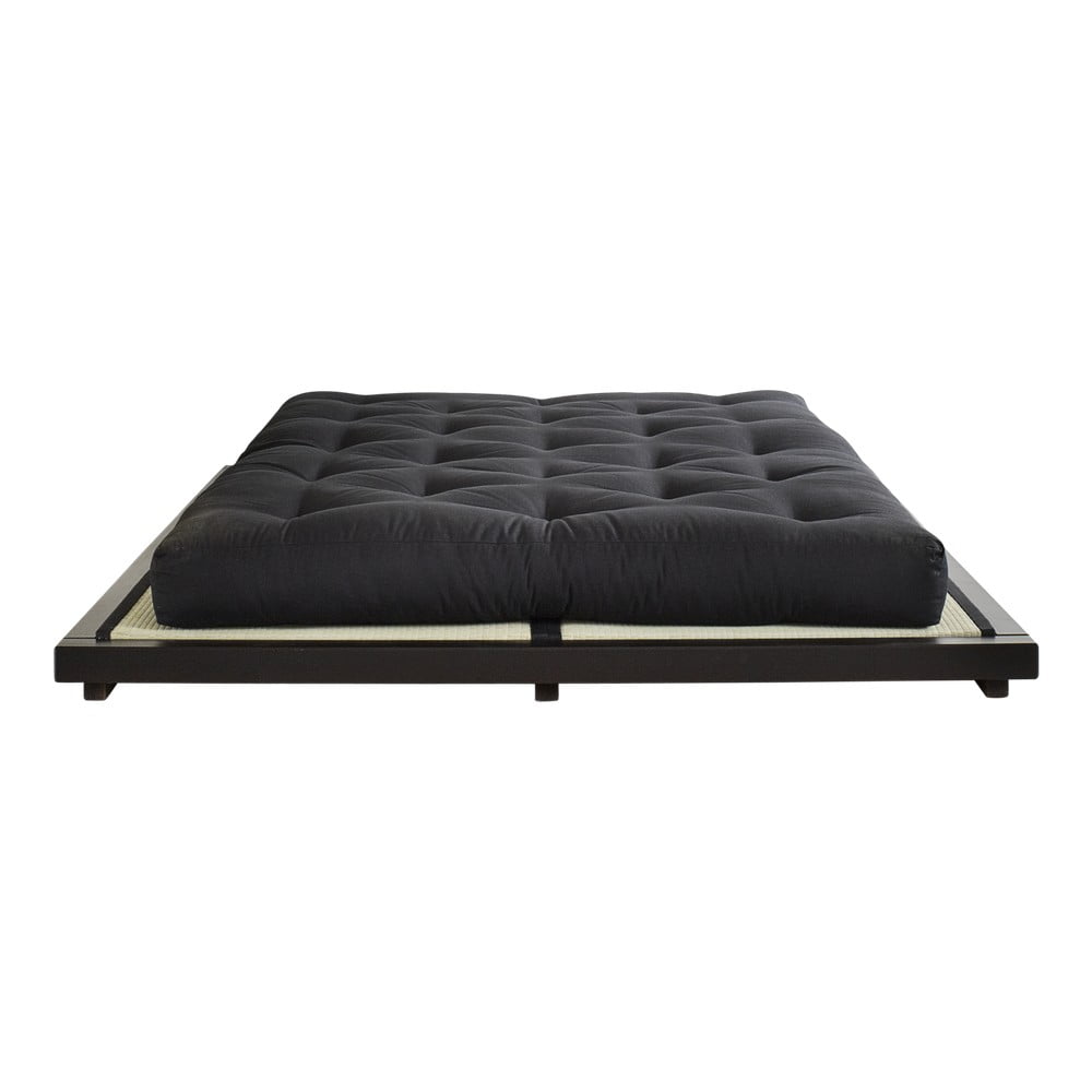 Obrázok Dvojlôžková posteľ z borovicového dreva s matracom Karup Design Dock Double Latex Black/Black, 180 × 200 cm