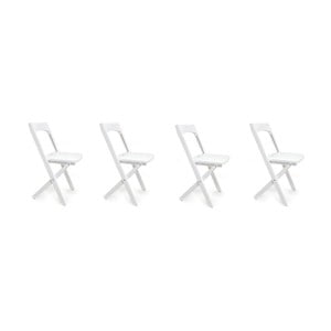 Sada 4 bielych skladacích stoličiek z bukového dreva Arredamenti Italia Diana