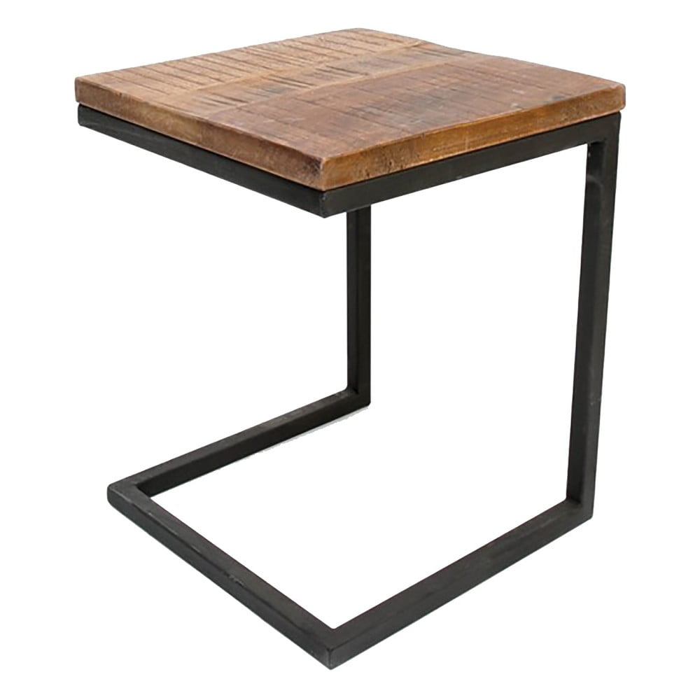 E-shop Čierny odkladací stolík s doskou z mangového dreva LABEL51 Box