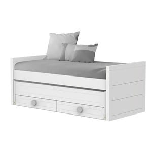 Biela jednolôžková posteľ s výsuvnou zásuvkou Trébol Mobiliario Sport, 90 × 190/200 cm