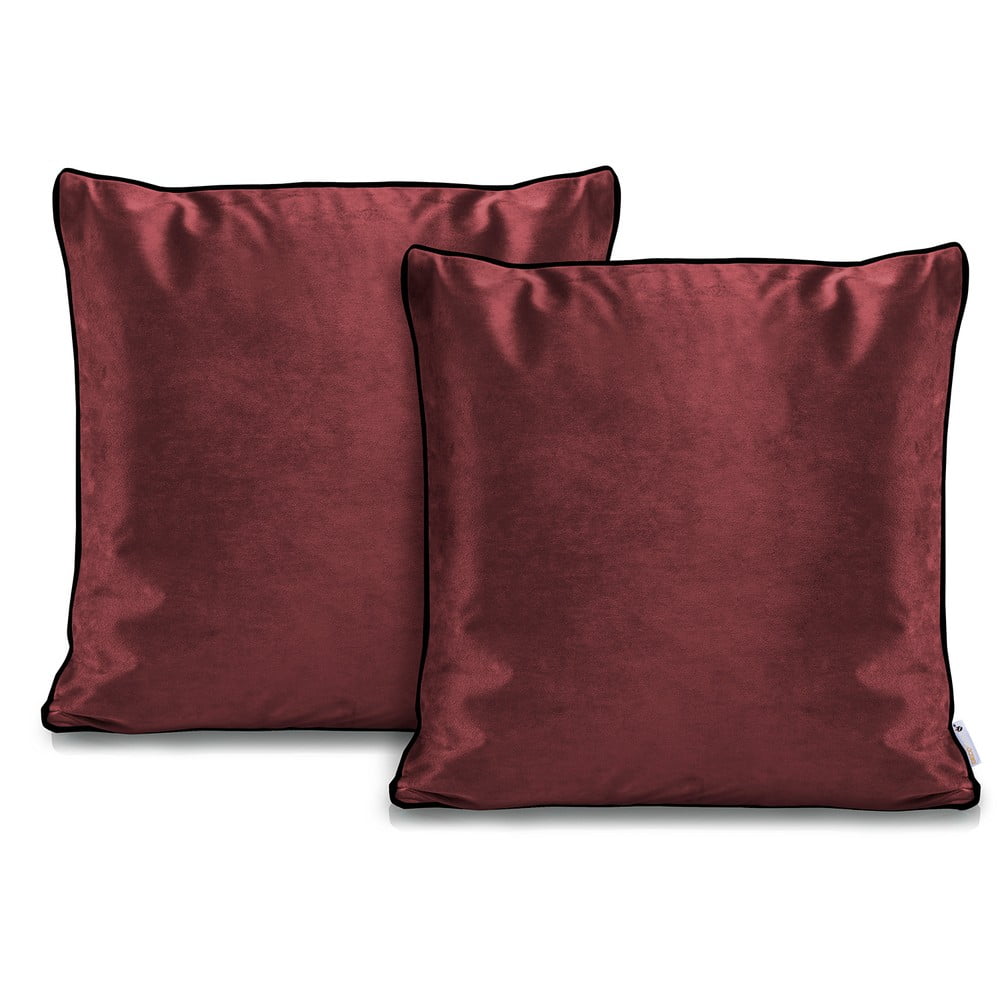 Obrázok Sada 2 tmavočervených obliečok na vankúše DecoKing Rimavelvet Maroon, 45 × 45 cm