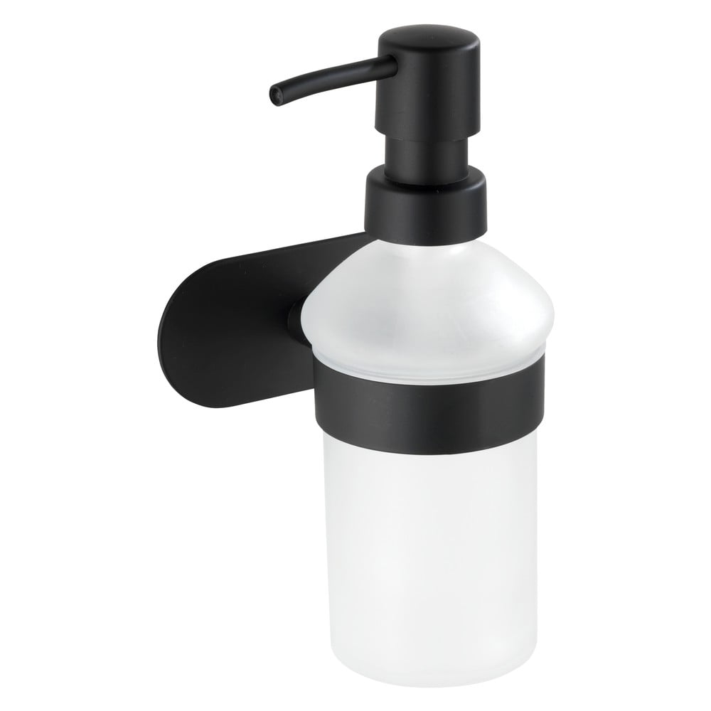 E-shop Nástenný antikoro dávkovač na mydlo s matne čiernym držiakom Wenko Orea trúb-Loc ®