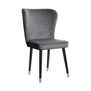 Sivá jedálenská stolička s detailmi v zlatej farbe JohnsonStyle Odette French Velvet