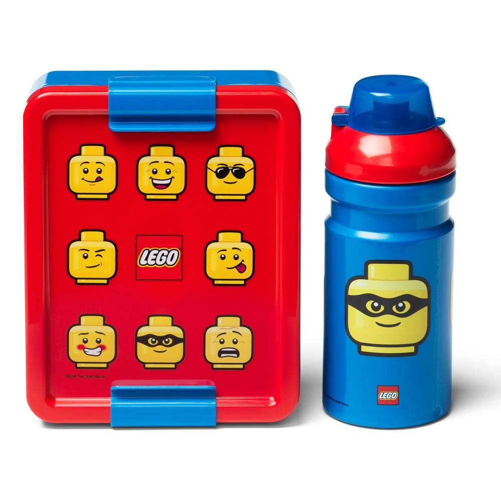 Set červeno-modrého desiatového boxu a fľaše na pitie LEGO® Iconic
