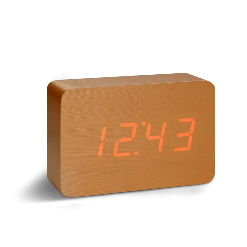 E-shop Oranžový budík s červeným LED displejom Gingko Brick Click Clock