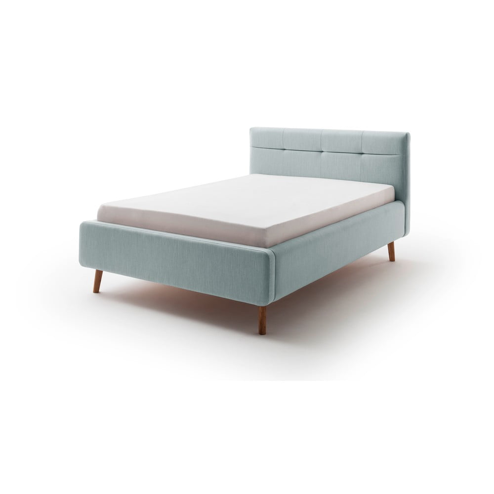 E-shop Svetlomodrá čalúnená dvojlôžková posteľ s úložným priestorom s roštom 140x200 cm Lotte - Meise Möbel