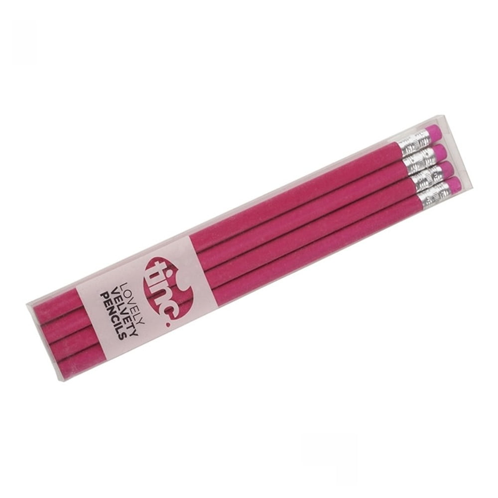 Sada 4 ružových zamatových ceruziek TINC Lovely
