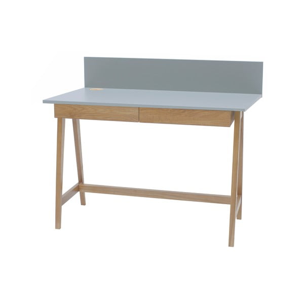 Sivý písací stôl s podnožím z jaseňového dreva Ragaba Luka, dĺžka 110 cm