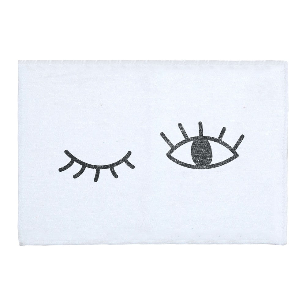 E-shop Biela kúpeľňová podložka s prímesou bavlny Really Nice Things Eyes, 40 x 60 cm
