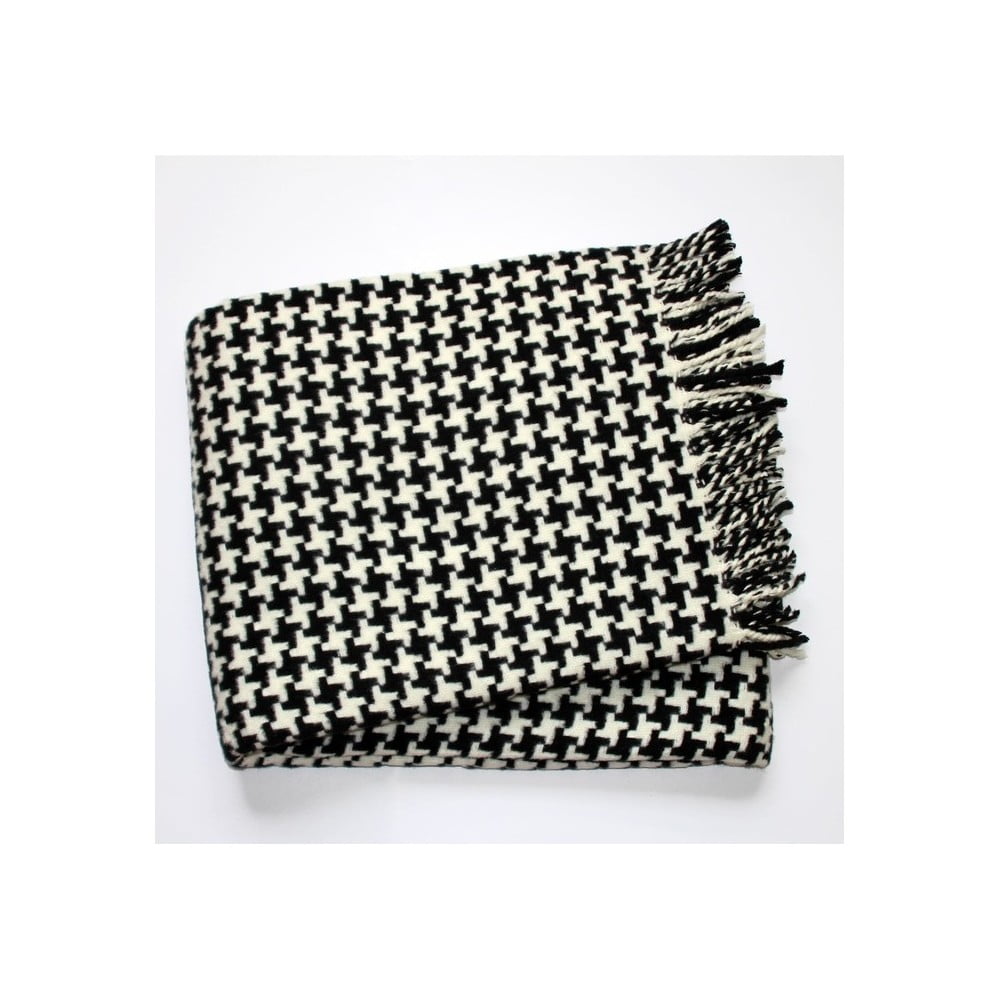 E-shop Čierno-biela deka so vzorom kohútej stopy Euromant Pearls Black, 140x160 cm