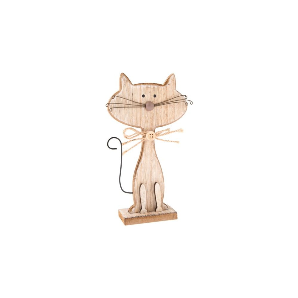 E-shop Drevená dekorácia v tvare mačky Dakls Cats, výška 18 cm