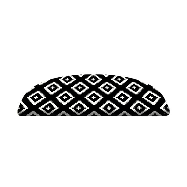 Súprava 16 čierno-bielych koberčekov na schody Vitaus Art, 20 x 65 cm