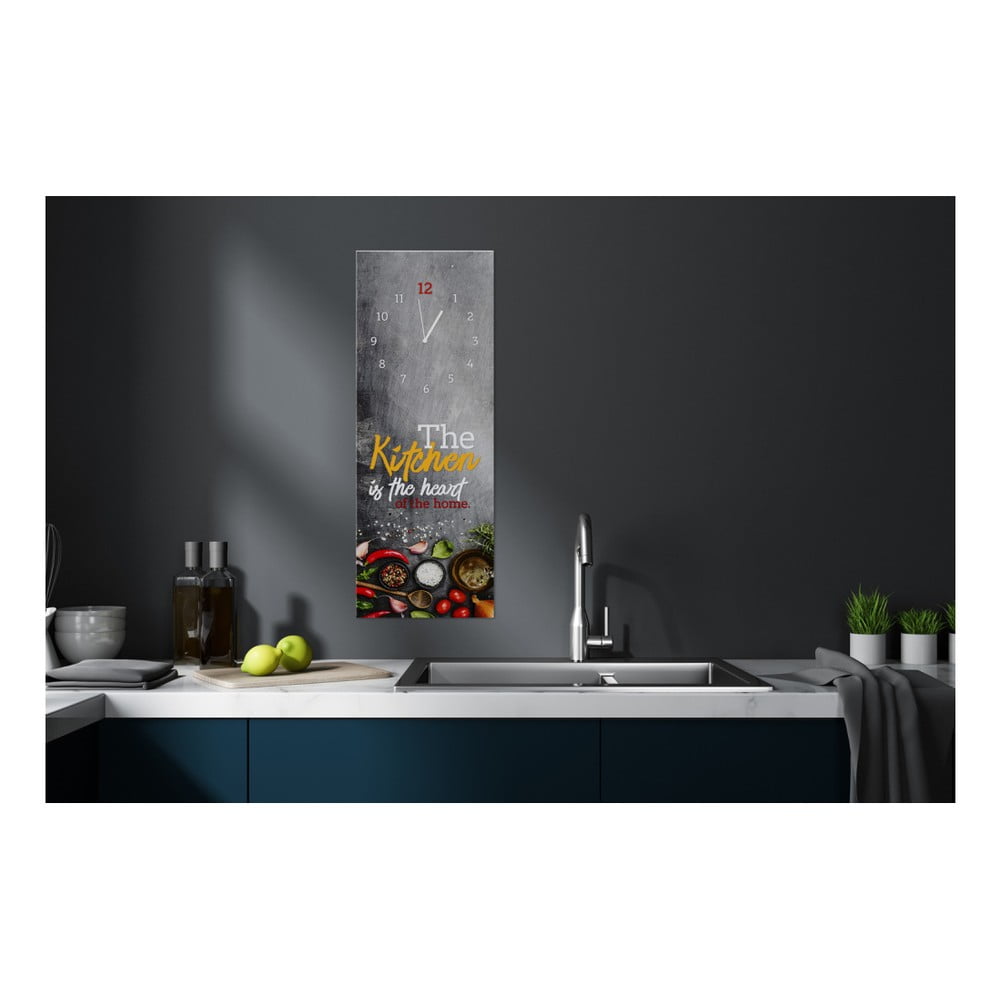 Obrázok Nástenné hodiny Styler Glassclock Kitchen Heart, 20 × 60 cm