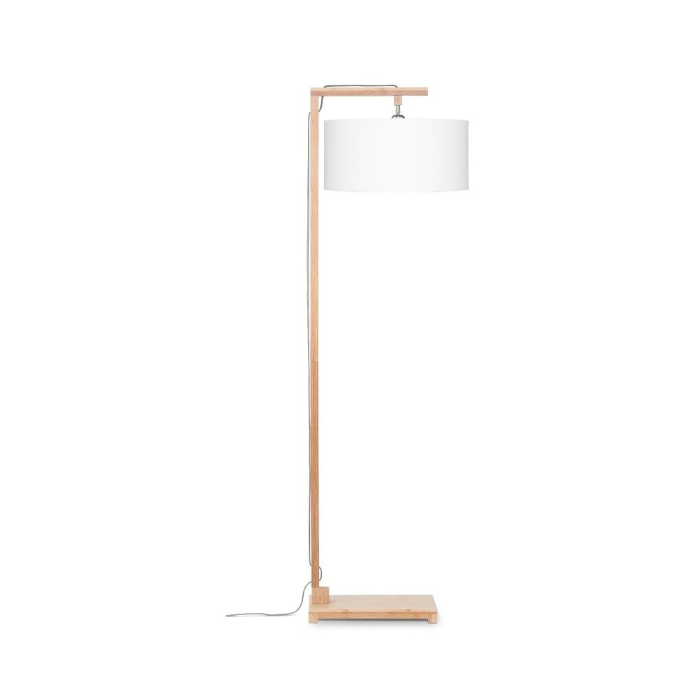 E-shop Stojacia lampa s bielym tienidlom a konštrukciou z bambusu Good&Mojo Himalaya