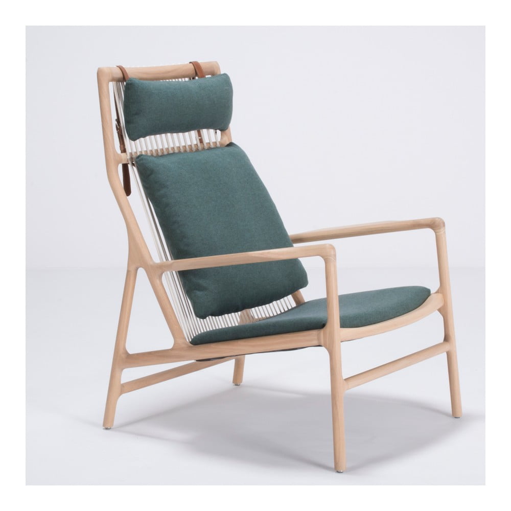 E-shop Kreslo s konštrukciou z dubového dreva so zeleným textilným sedadlom Gazzda Dedo