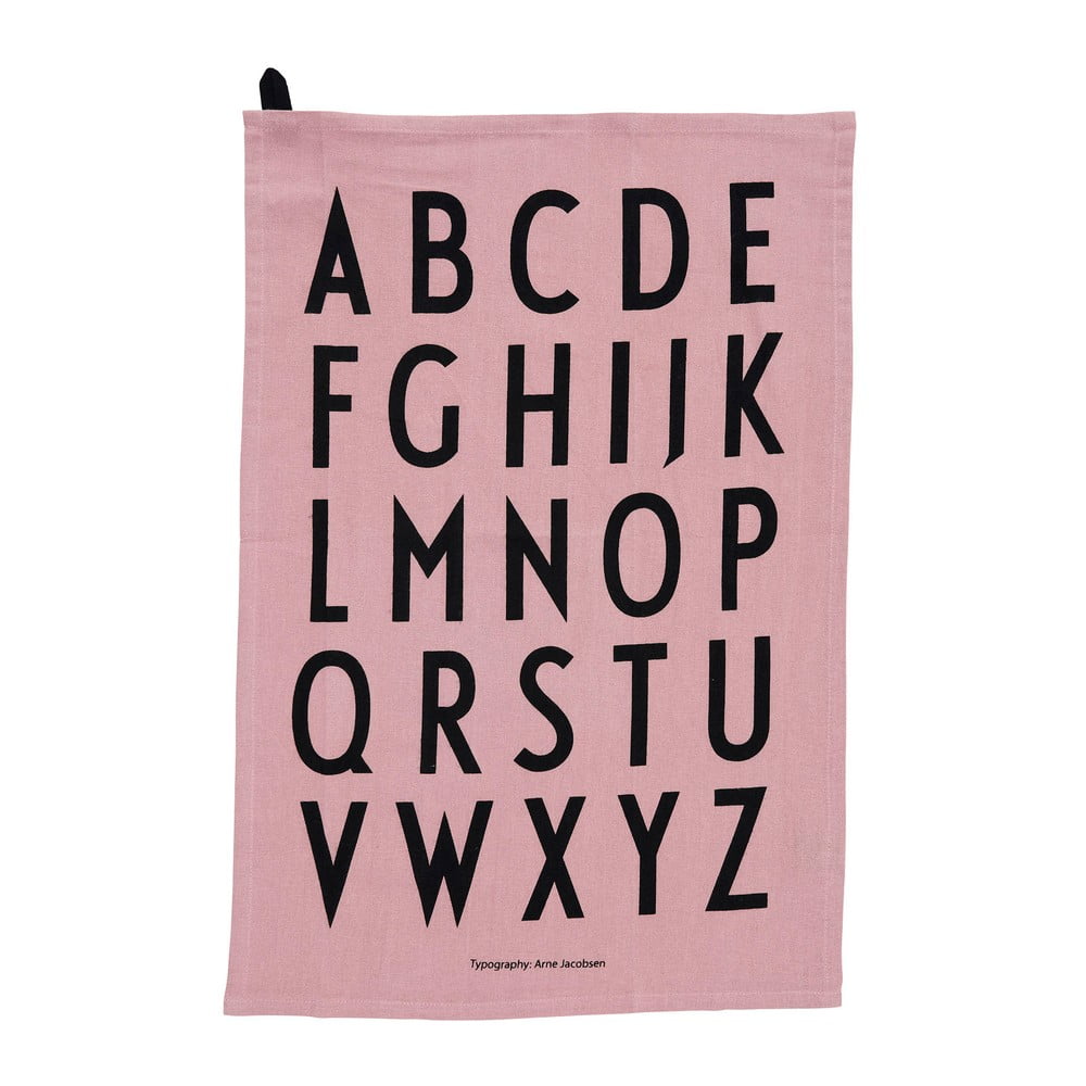 E-shop Ružová bavlnená utierka Design Letters Alphabet, 40 x 60 cm
