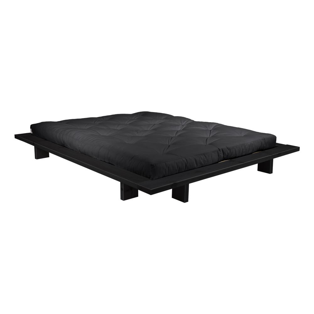 Obrázok Dvojlôžková posteľ z borovicového dreva s matracom Karup Design Japan Comfort Mat Black/Black, 160 × 200 cm