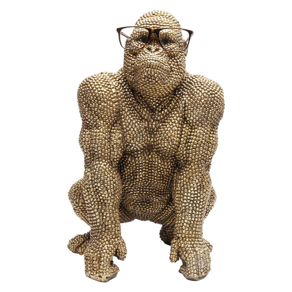 E-shop Dekoratívna socha v zlatej farbe Kare Design Gorilla, výška 46 cm