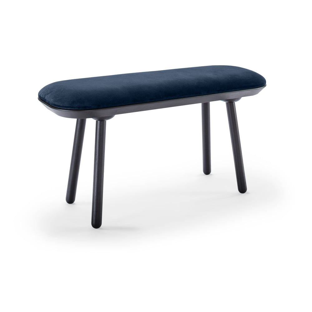 E-shop Modro-čierna zamatová lavica EMKO Naïve, 100 cm