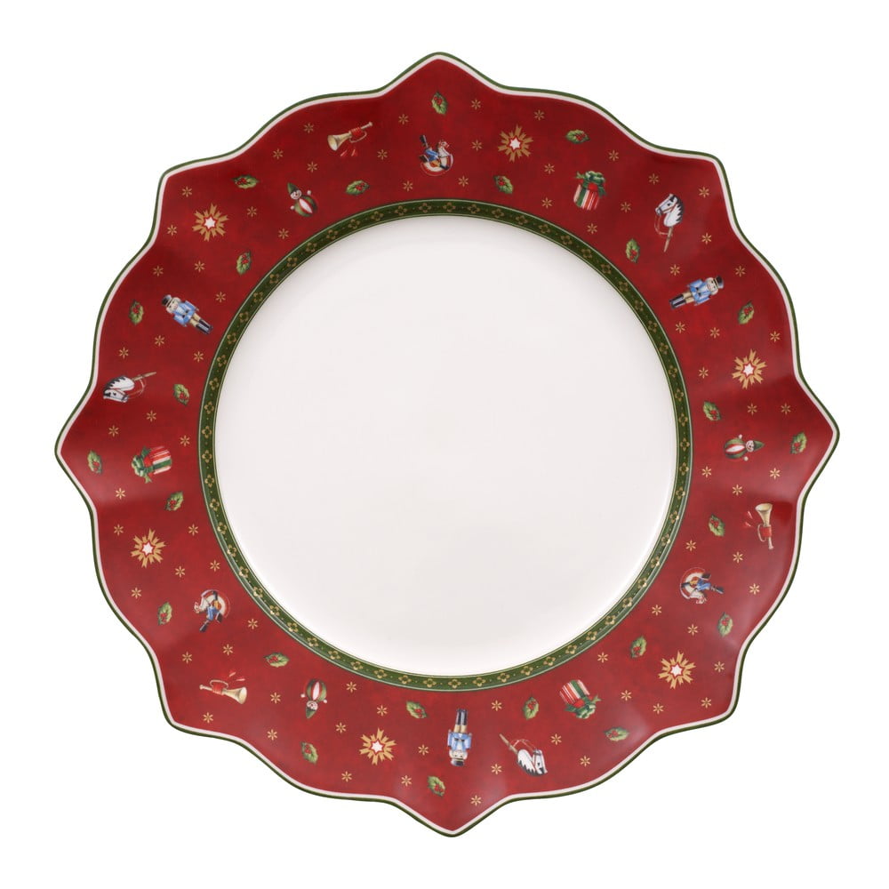 E-shop Červený porcelánový tanier s vianočným motívom Villeroy & Boch, ø 28 cm