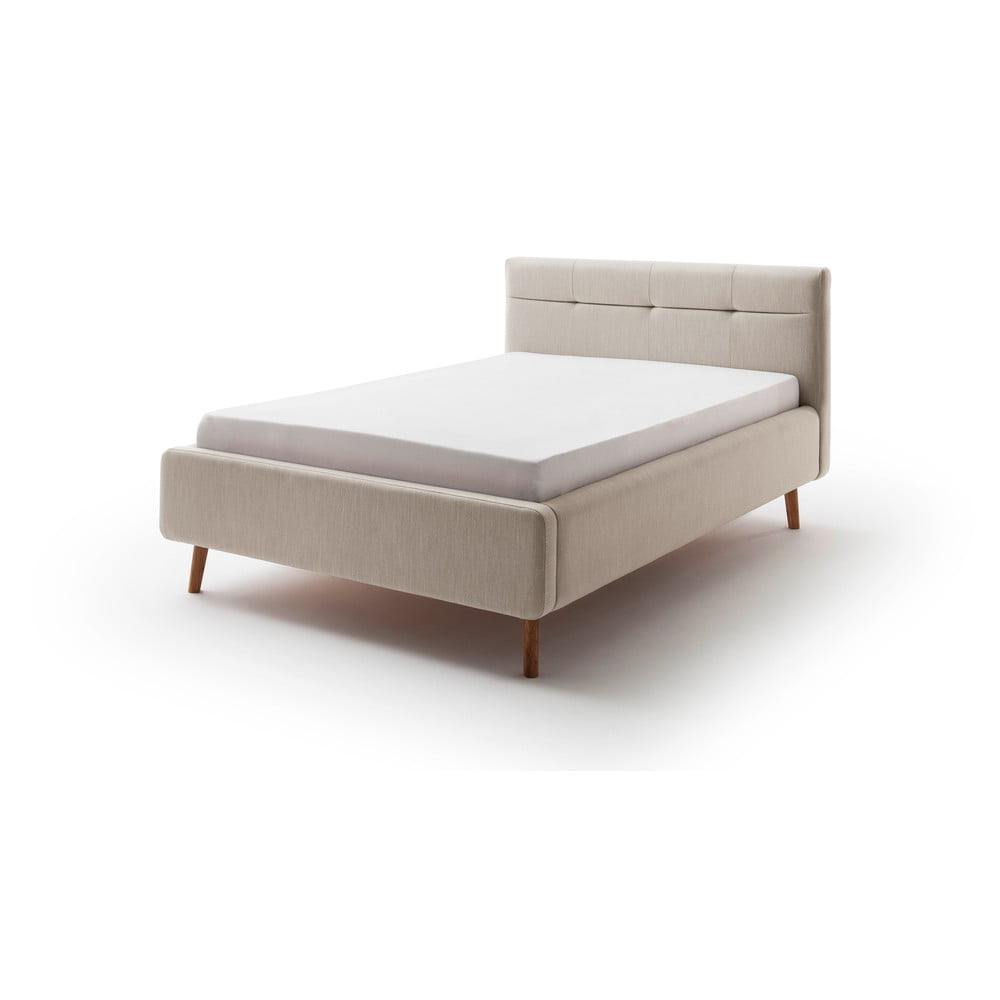 E-shop Béžová čalúnená dvojlôžková posteľ s úložným priestorom s roštom 140x200 cm Lotte - Meise Möbel