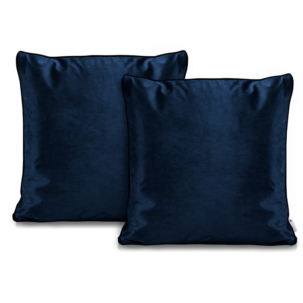 Obrázok Sada 2 tmavomodrých obliečok na vankúše DecoKing Rimavelvet Dark Blue, 45 × 45 cm