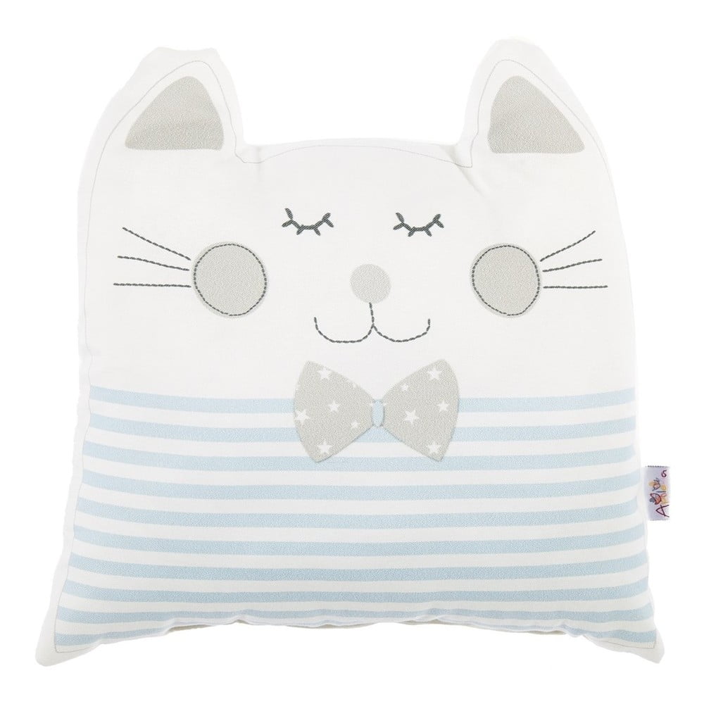 E-shop Modrý detský vankúšik s prímesou bavlny Mike & Co. NEW YORK Pillow Toy Big Cat, 29 x 29 cm