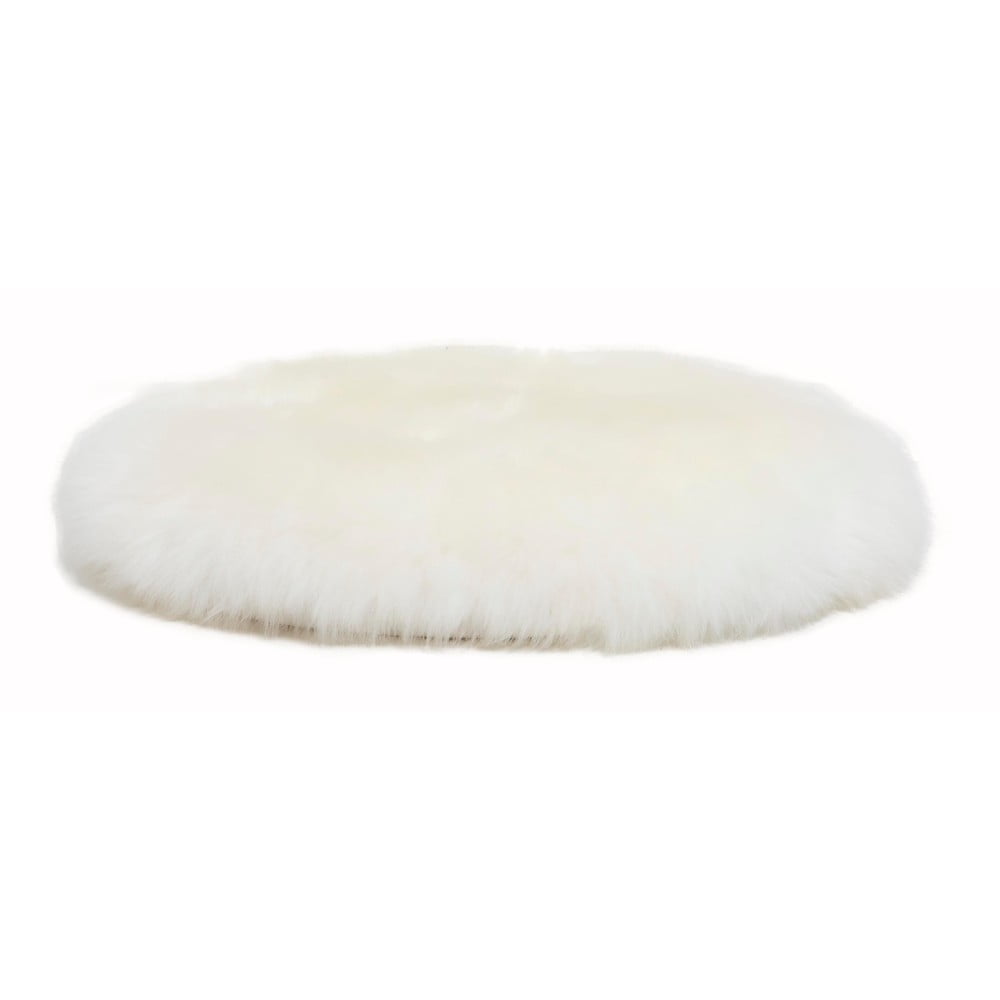 E-shop Biely sedák z ovčej kožušiny Native Natural Round, ⌀ 40 cm