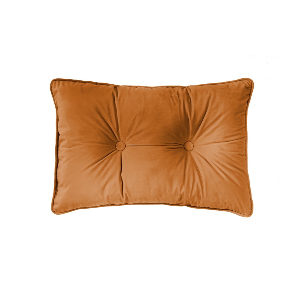E-shop Oranžový vankúš Tiseco Home Studio Velvet Button, 40 x 60 cm