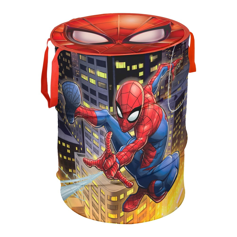 E-shop Textilný úložný kôš s vekom Domopak Spiderman, výška 50 cm