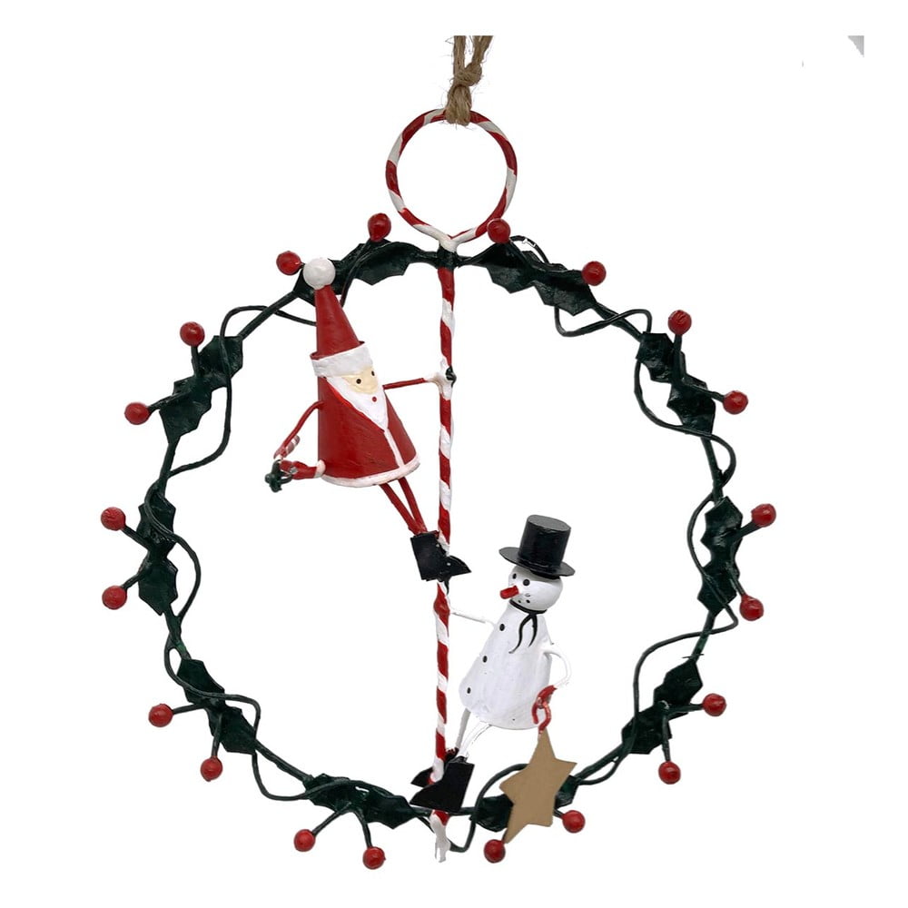 E-shop Nástenný vianočný veniec ø 14 cm Santa & Snowman on Wreath - G-Bork