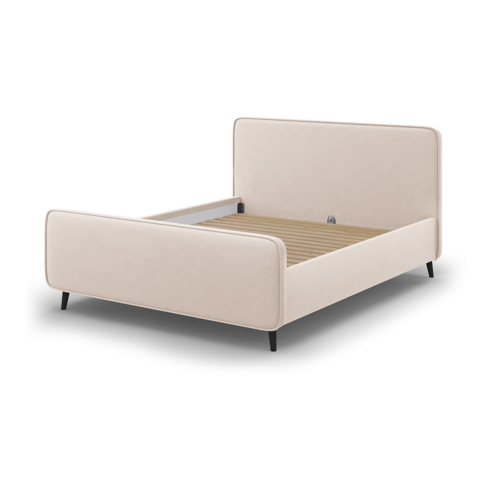 E-shop Béžová čalúnená dvojlôžková posteľ s roštom 160x200 cm Kaia - Micadoni Home