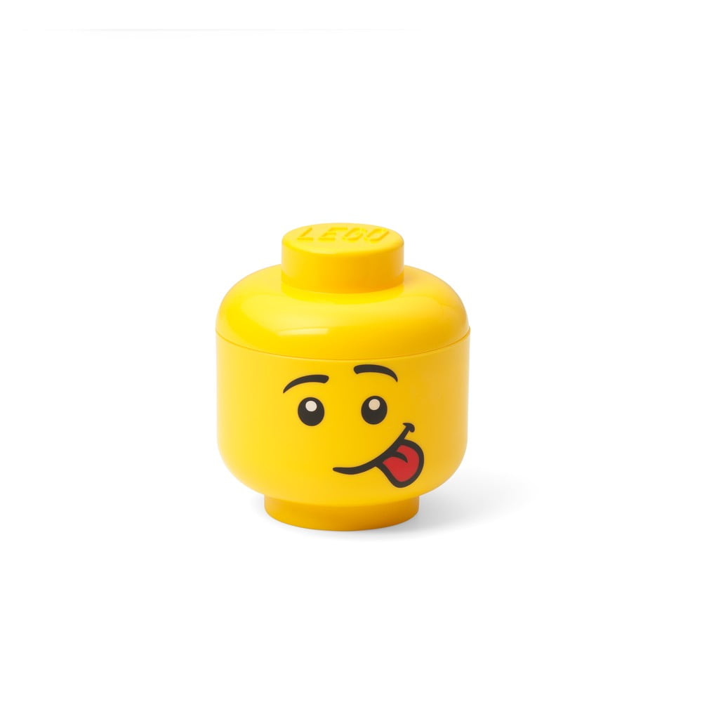 Obrázok Žltá úložná škatuľa v tvare hlavy LEGO® silly, 10,5 x 10,6 x 12 cm