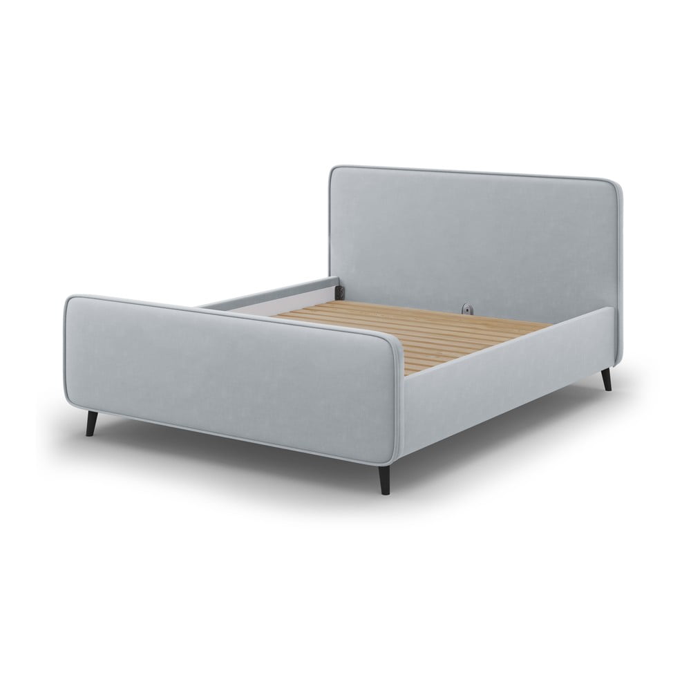 E-shop Svetlosivá čalúnená dvojlôžková posteľ s roštom 160x200 cm Kaia - Micadoni Home