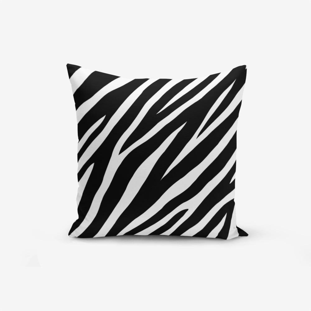 E-shop Čierno-biela obliečka na vankúš s prímesou bavlny Minimalist Cushion Covers Zebra, 45 × 45 cm